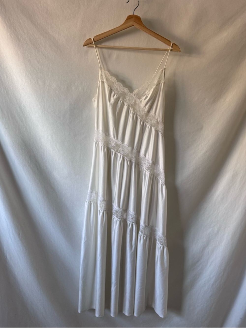 Vintage 70s Henson Kickernick White Lace Slip Dress Nightgown Bridal M - Picture 2 of 11